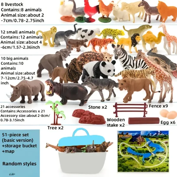 51pcs Plastic Animal Model Set